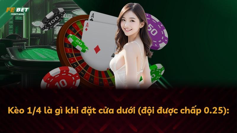 Kèo 1/4 là gì khi đặt cửa dưới (đội được chấp 0.25):